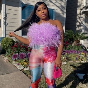 Real ostrich feather  top